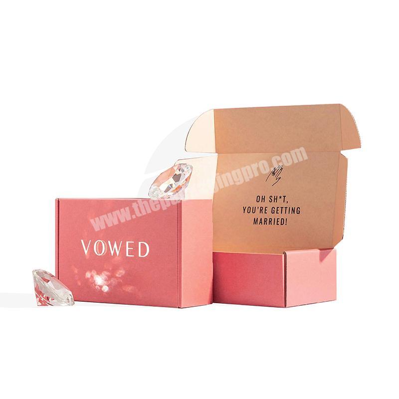Customized Pink Solid Color Printing Women Lingerie Packaging Corrugated Cardboard Underwear Packing Mailing Boxes