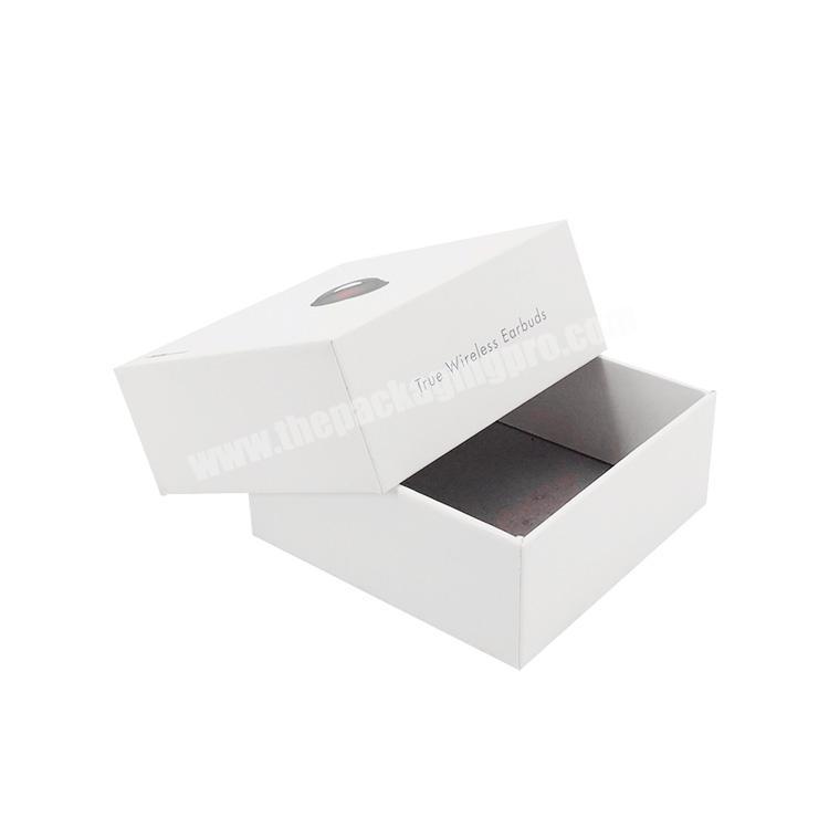 Customized Printed Logo White Paper Wireless Earbuds Packaging Earphones Lid And Base Box