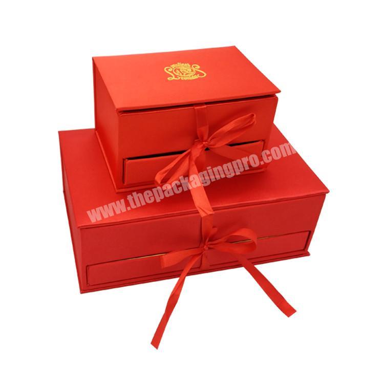 Customized Retail Double Layer Red Chocolate Gift Box Packaging For Food