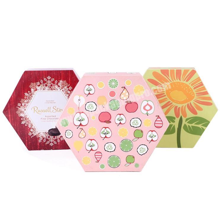Customized logo printing color hexagonal cardboard gift packaging box