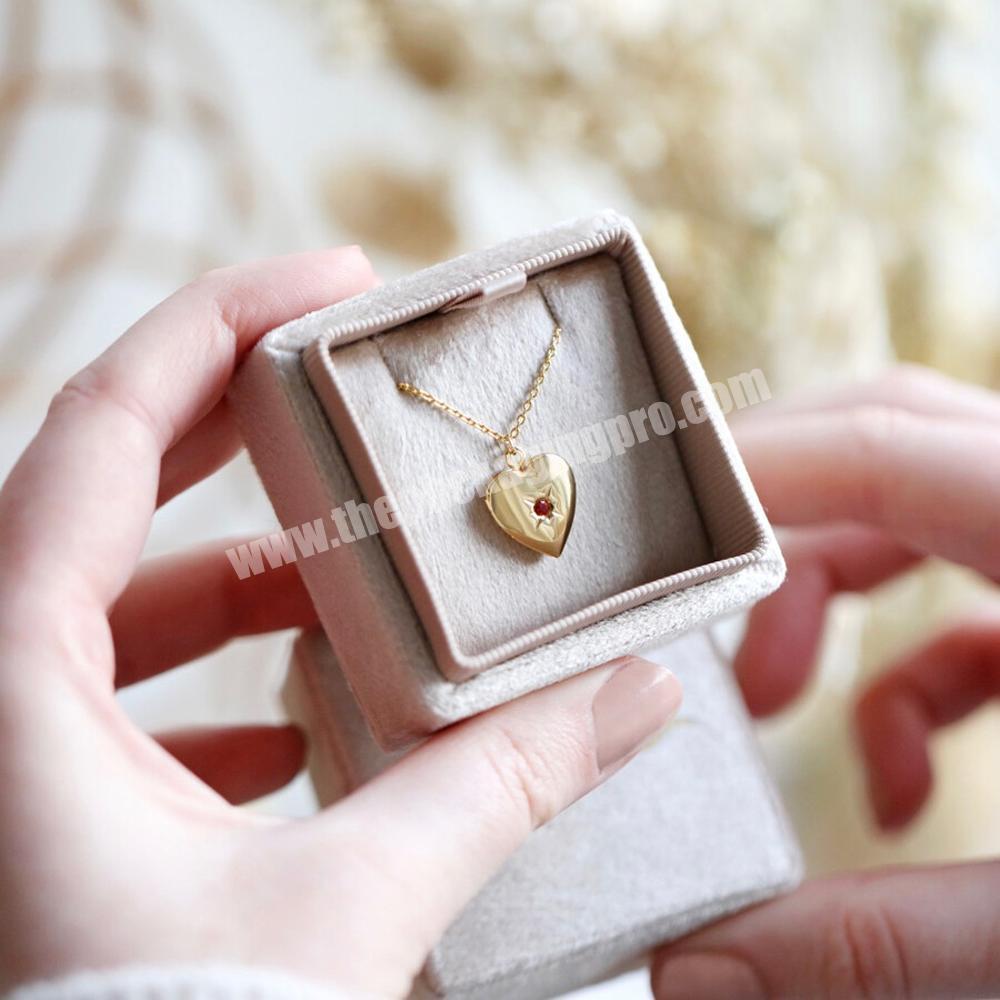Customized luxury large velvet jewelry travel set box necklace organizer custom wholesale velvet necklace box