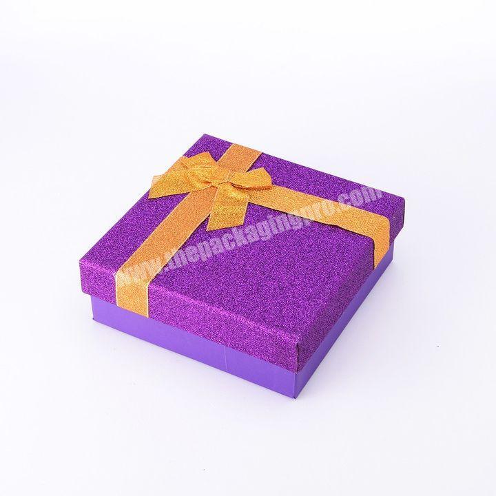 Customized making rigid cardboard skincare lid and base small gift box packaging with ribbon decoration
