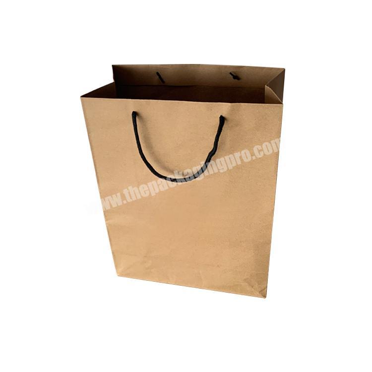 Customized paper bag brown shopping packaging flat handle kraft paper bag for clothing shoes grocery