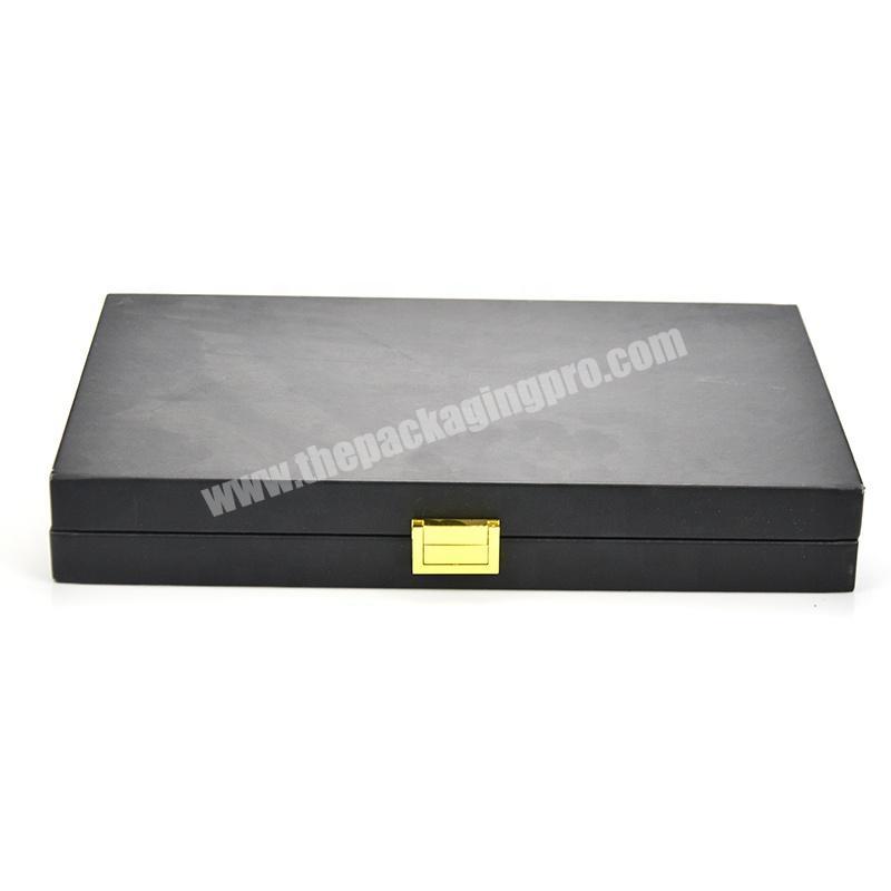 Customized production paper packaging black classic design can lock rectangle paper box for cosmetics