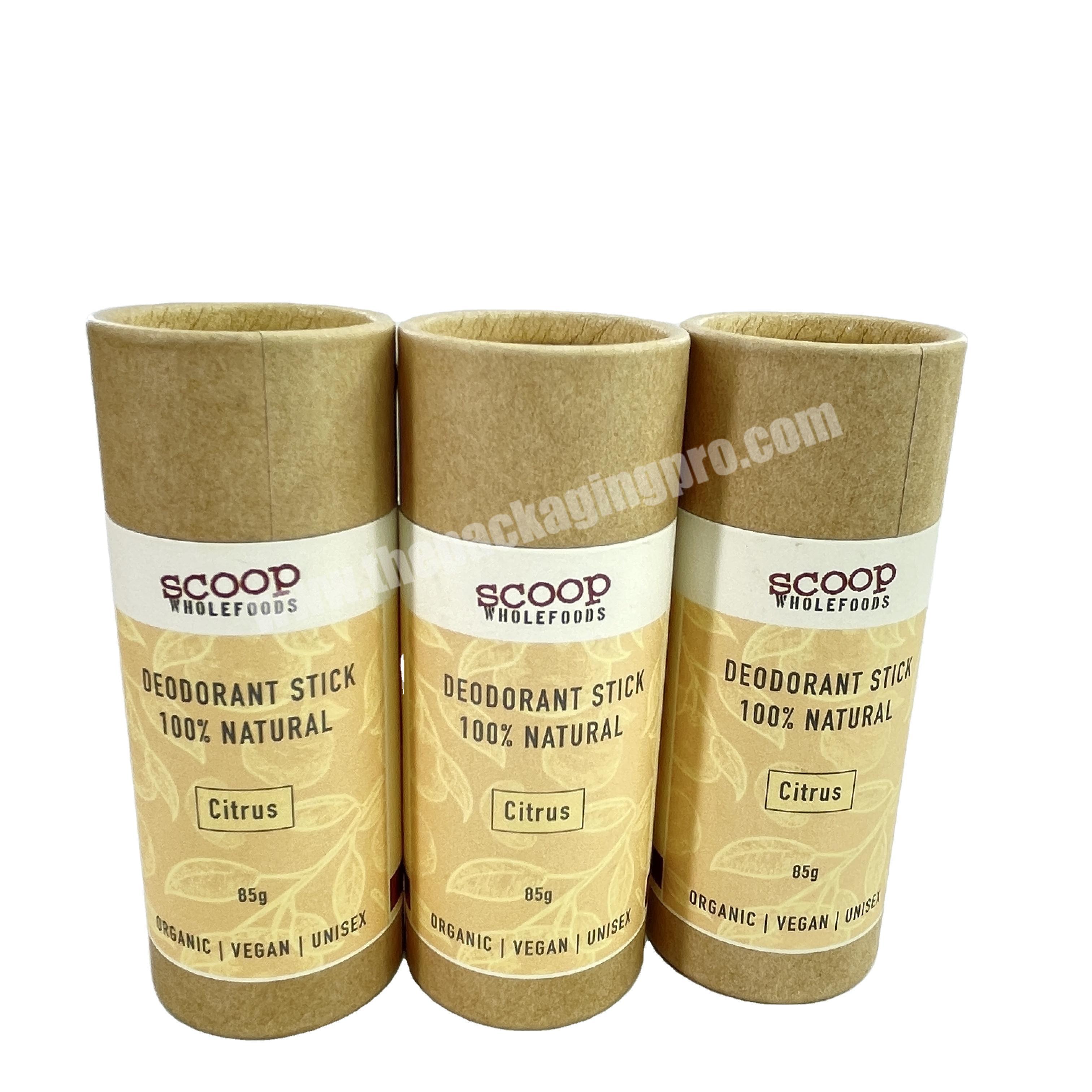 Customized size Biodegradable White Kraft Cardboard Deodorant Push Up Paper Tube Packaging