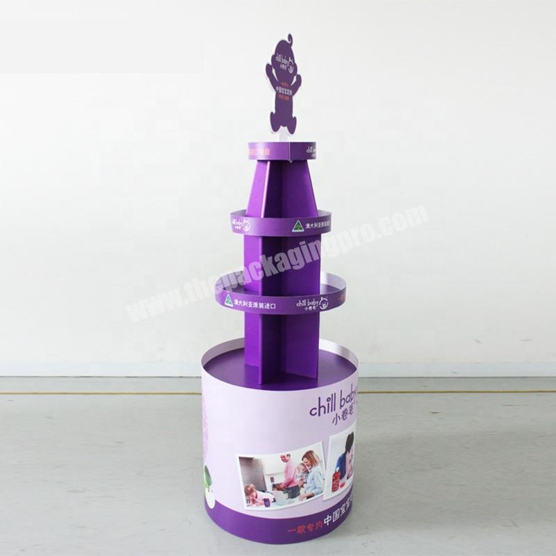 Cute bady care corrugated floor display stand with customized logo