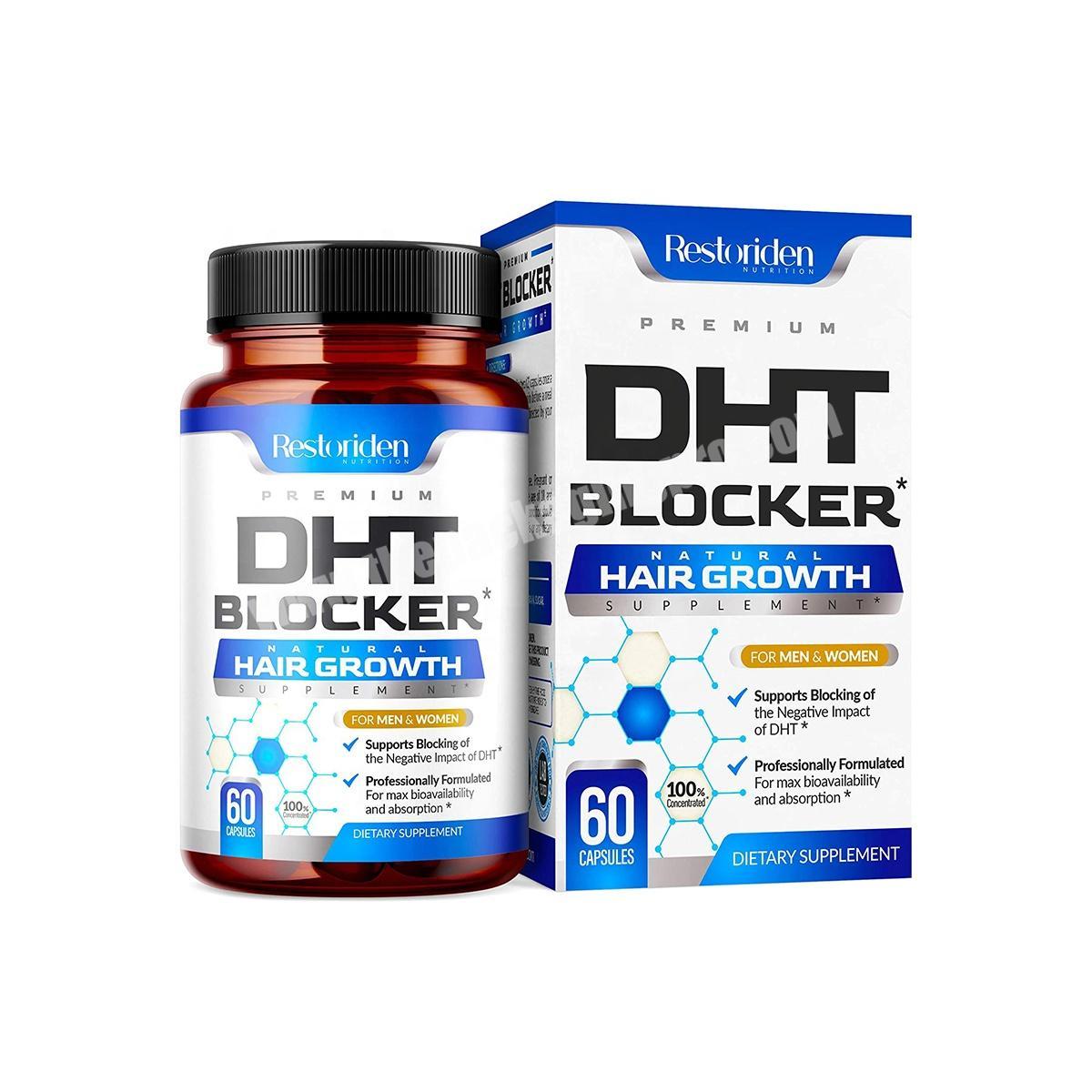 DHT Blocker Hair Growth Capsule Packaging Printed Auto Lock Paper Box Supplier
