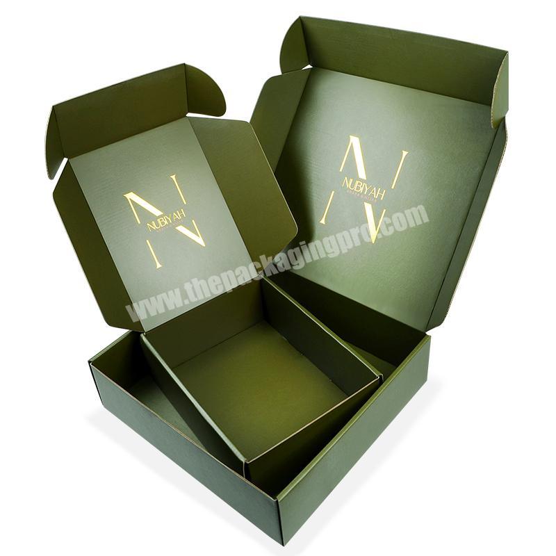 Dark Matte Green Both Sides Print Logo Gold Foil Cosmetic Paper Box