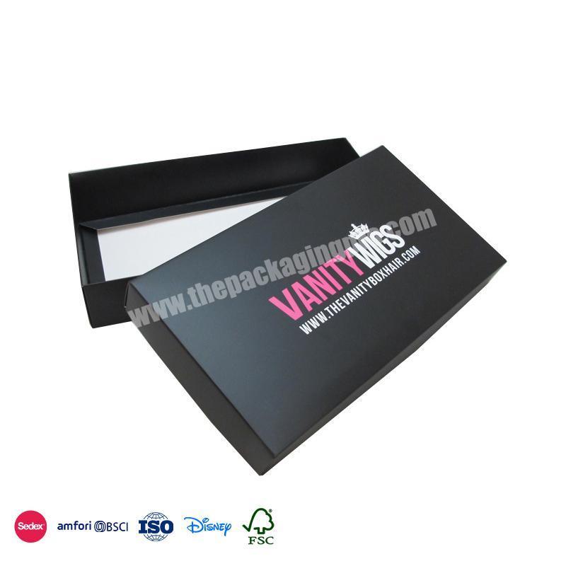 Decorated Gift paper boxes with a clear pvc window,Custom Hair Extension Buddle lid and base paper bag with box foiled logo