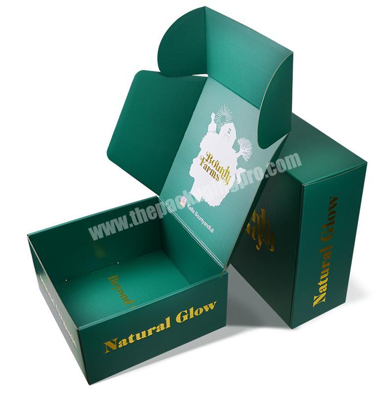 Delicate logo custom corrugated cosmetic gift green paper packaging box