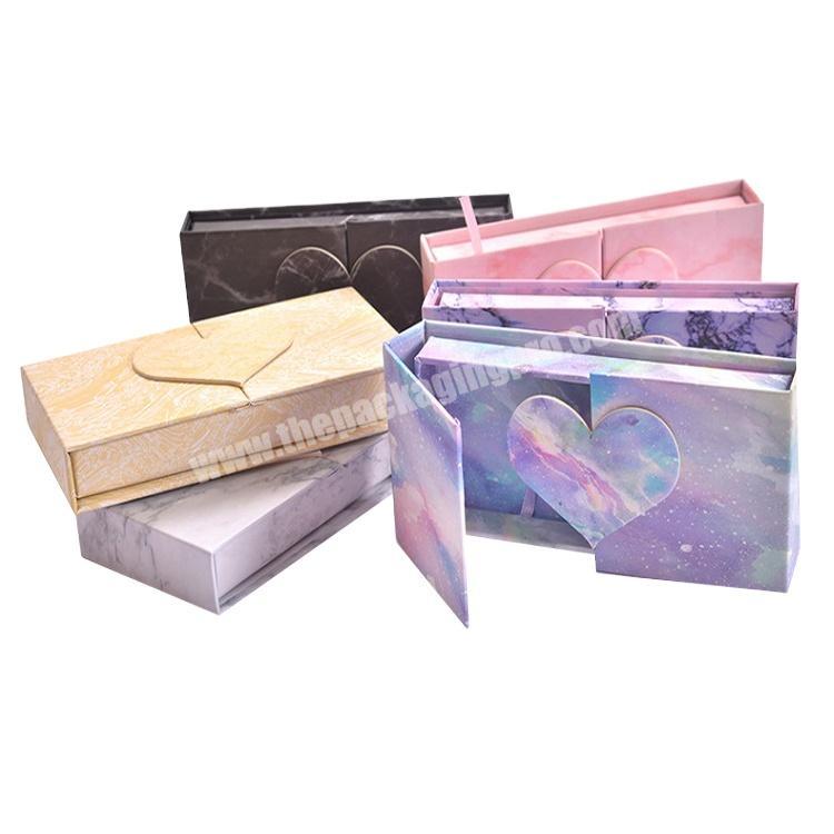 Different colors heart shaped unique eyelashes boxes custom packaging empty storage eyelashes package box luxury
