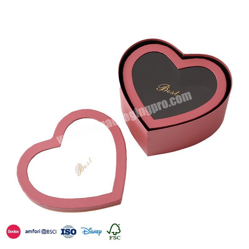 Direct Factory Price Custom color gold trim with small logo transparent flower arrangement box wholesale hearts