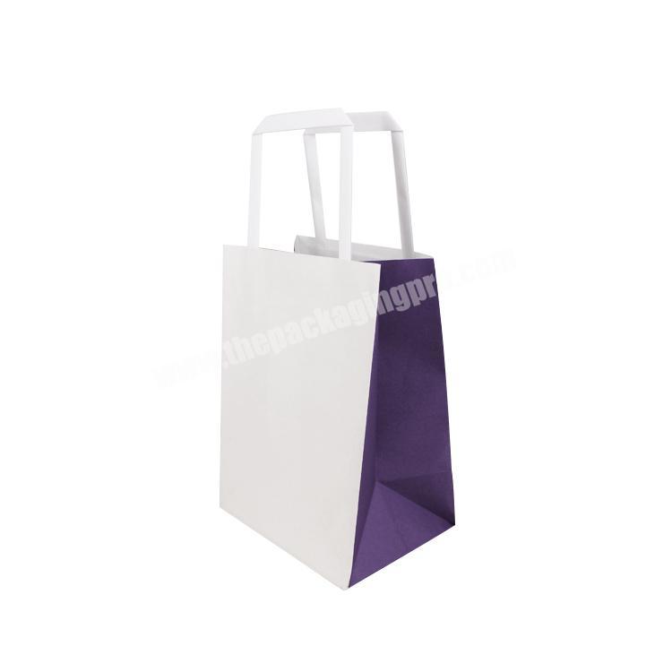 E-friendly White Kraft Paper Bag With Flat Paper Handle