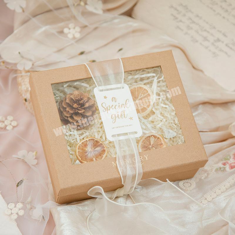 ECO Friendly Gift Box Closure Chocolate Clear PVC Window Kids Candy Paper Gift Boxes With Ribbon