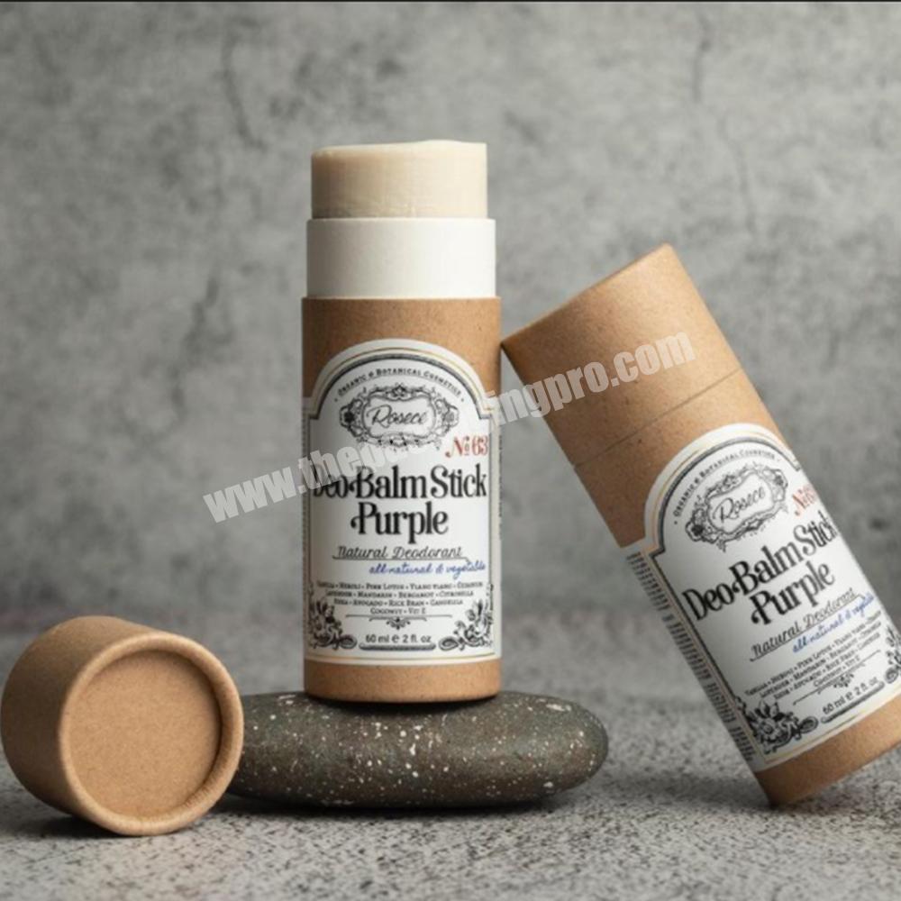 Biodegradable Kraft empty Cardboard tube for Deodorant Stick Container Lip Balm Tube Packaging