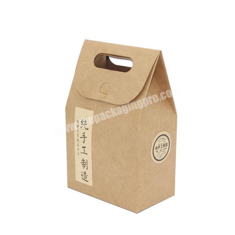 Eco-friendly Custom Retro-vintage Hand-held Kraft Carton Cookie Pastry Box Candy Paper Bag