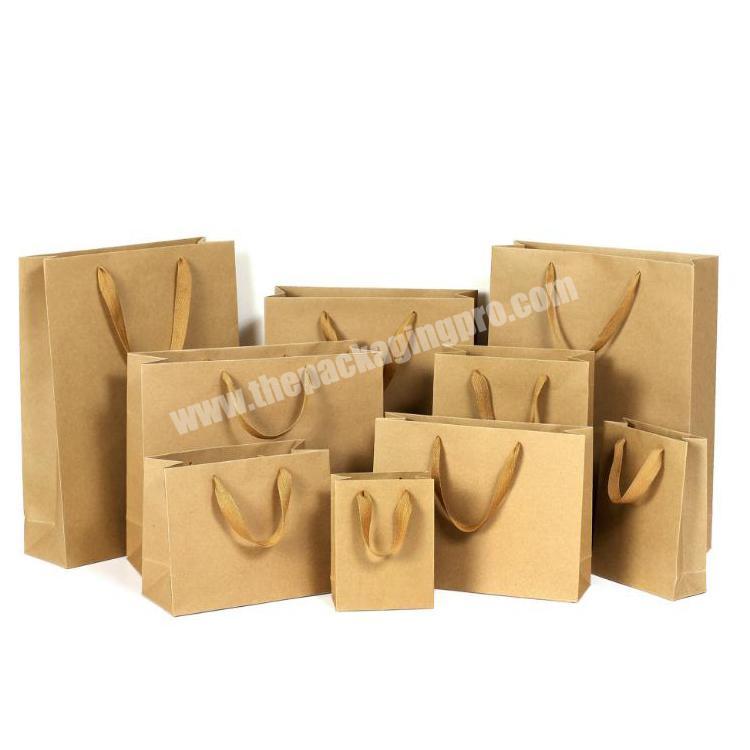 Eco-friendly clothing dress shoes packaging coated brown kraft shopping paper gift bags custom logo