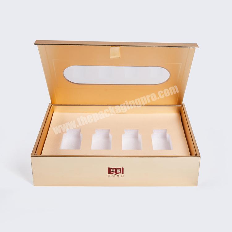 Eco friendly custom boite cadeau logo printed gold foil cosmetics packaging gift box with magnetic lid