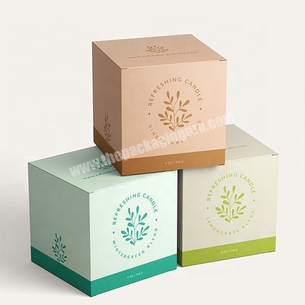 Eco-friendly luxury cardboard different sizes square candle gift box custom logo factory price candle box packaging