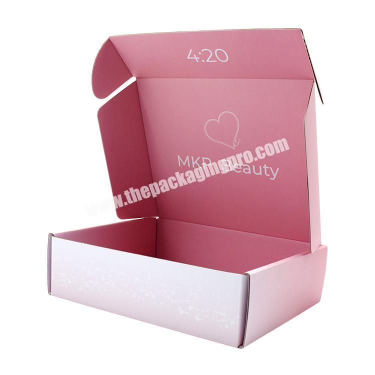Wholesale custom logo small  beauty skincare shipping mailer paper box white corrugated pink shipping boxes for cosmetics