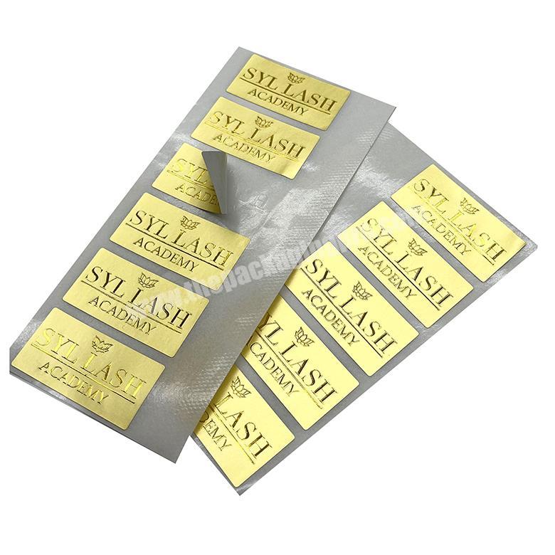 Custom embossed gold logo rectangular gold sticker label printing for perfume bottles