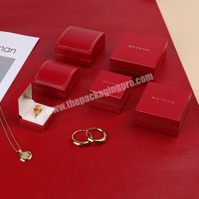 Factory Custom Logo Hot Sell  Ring Earring Case Luxury Plastic Clamshell Girls Jewelry Box Sets
