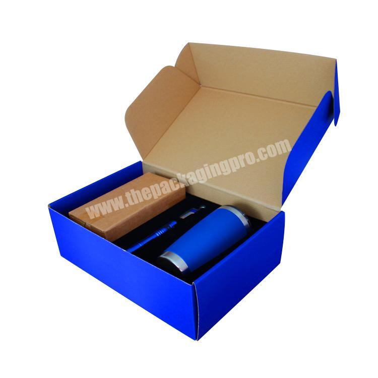 Factory High quality FSC certificate custom printed bluecorrugated shipping packaging mailer box  with your own logo