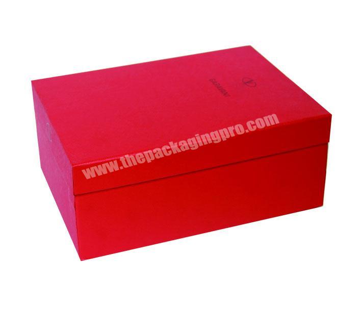 Factory Price Luxury Design Logo Printed Textured Paper Coat Grey Board Cover and Base Two Pieces Paper Box for Shoes