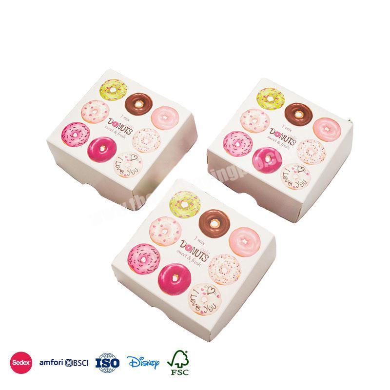 Factory Price Newest existing White with donut pattern clamshell food material craft donut packaging boxes