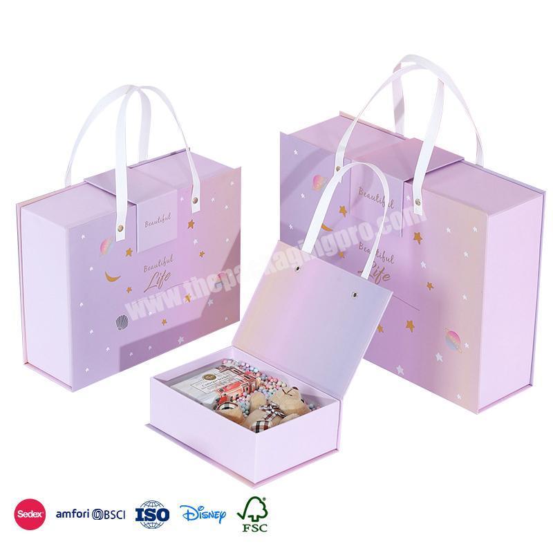 Factory Supply Discount Price Lilac starry sky pattern embellished with small flip wedding candy box