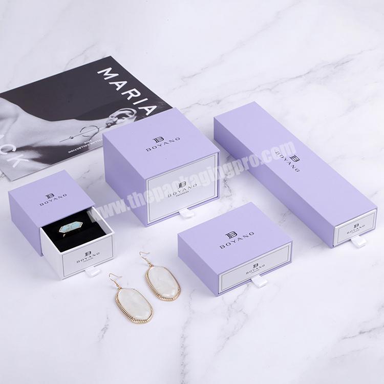 Factory Wholesale Purple Drawer Jewelry Packaging Box Necklace Earring Bracelet Ring Jewelry Paper Packing Box