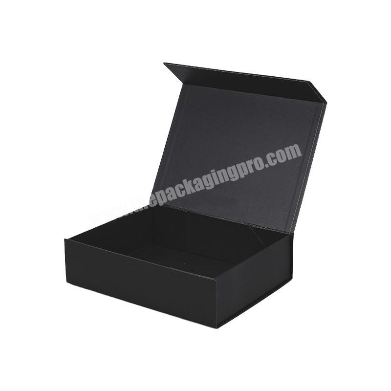 Factory direct custom logo classic black shopping transport small foldable cardboard packaging gift box with ribbon