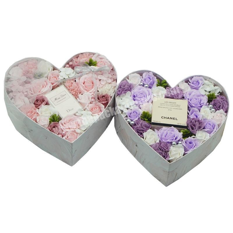 Factory direct high quality custom initial valentine's gift i love you rose box heart shaped flower boxes