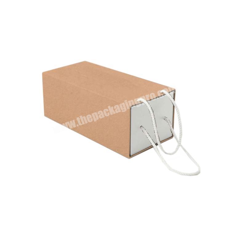 Factory direct sale eco friendly plain designs brown cardboard boxes for wine packaging with handle