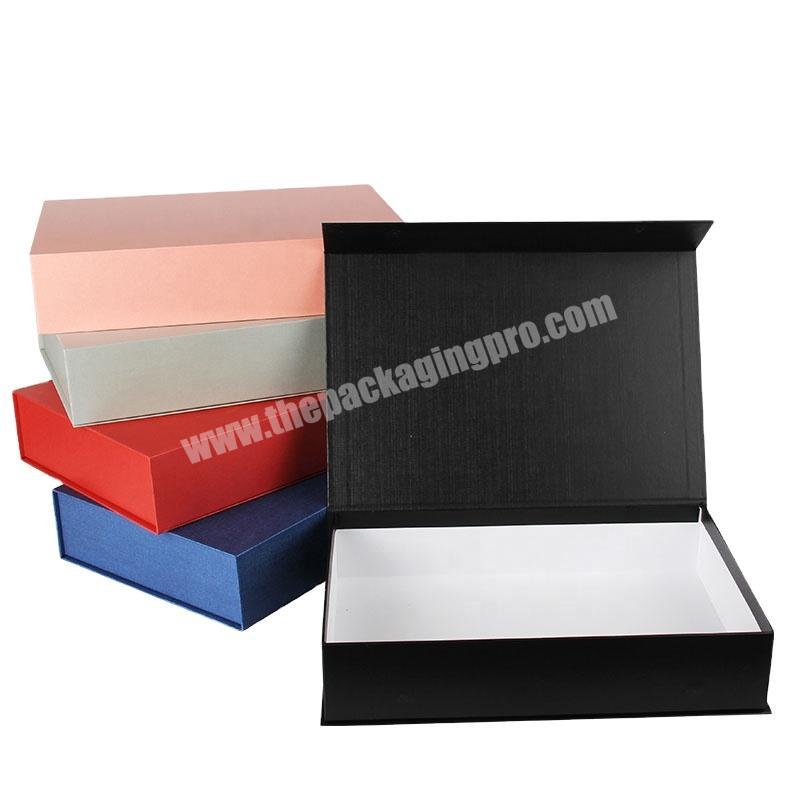 Factory direct wholesale apparel packaging book-shaped empty custom magnetic lid box luxury black magnetic gift box