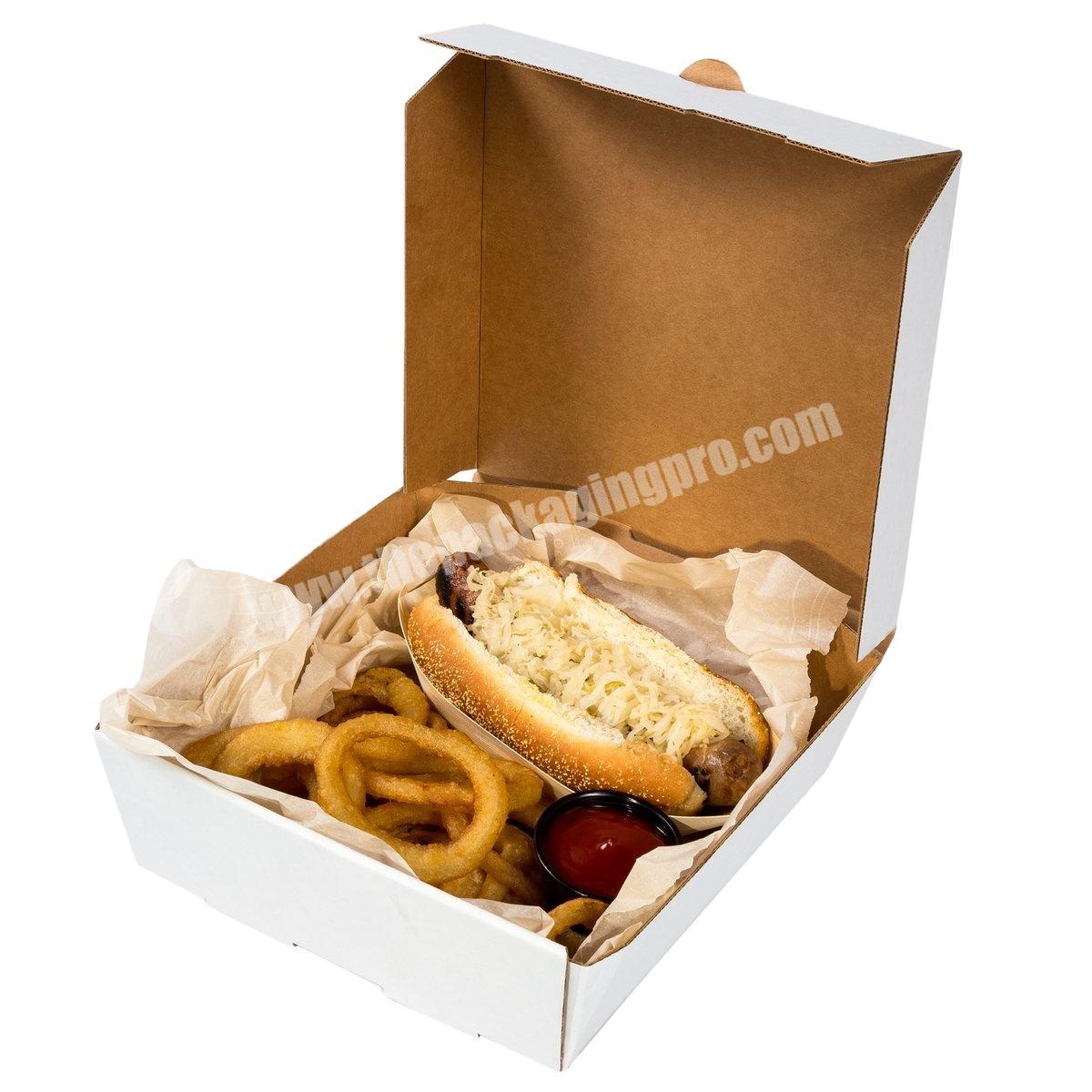 Factory made cardboard paper fast food packaging custom logo hot dog pizza biodegradable food takeout packaging