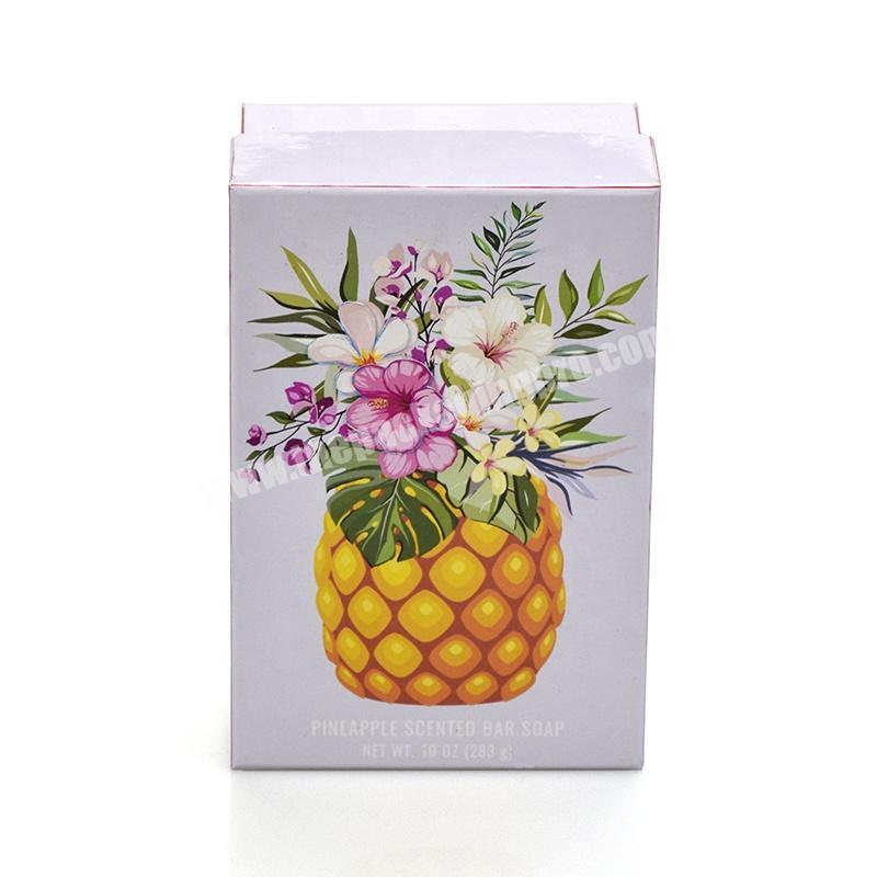 Factory production lid and base box paper packaging design custom pineapple pattern gift boxes for soap