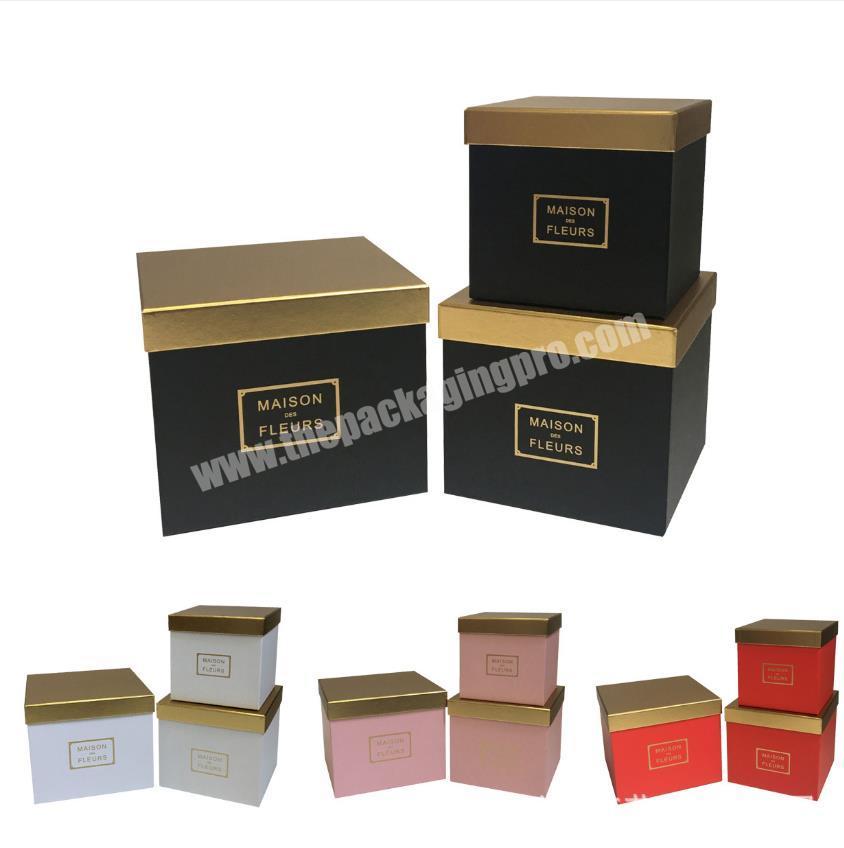 Factory wholesale custom  square flower display box with gold foil stamping