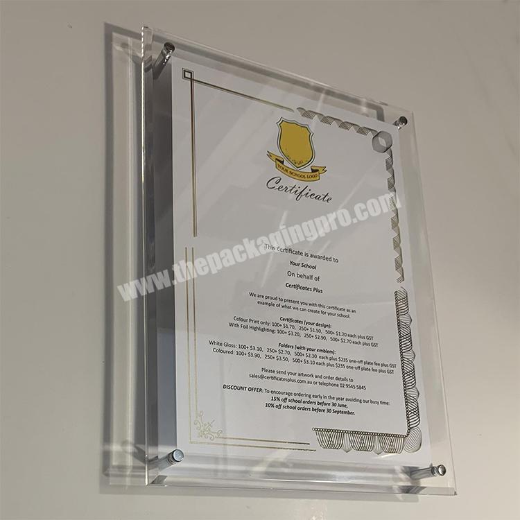Family Graduation Frame Transparent Frame clear Photo Holder Stand A4 Crystal Photo Certificate Frame