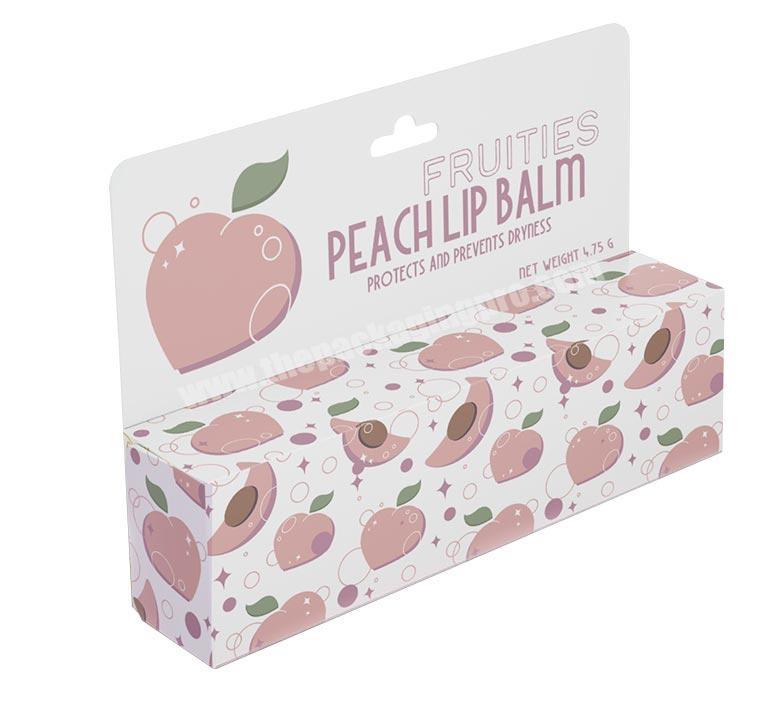 Fashion Design Solid Color Printing Lipstick Packing Custom Paper Peach Lip Balm Packaging Box