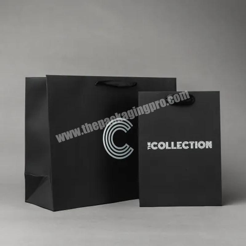 Flat Handle Ladies Black Custom Paper Bag Trousers Paper Bag Shoes
