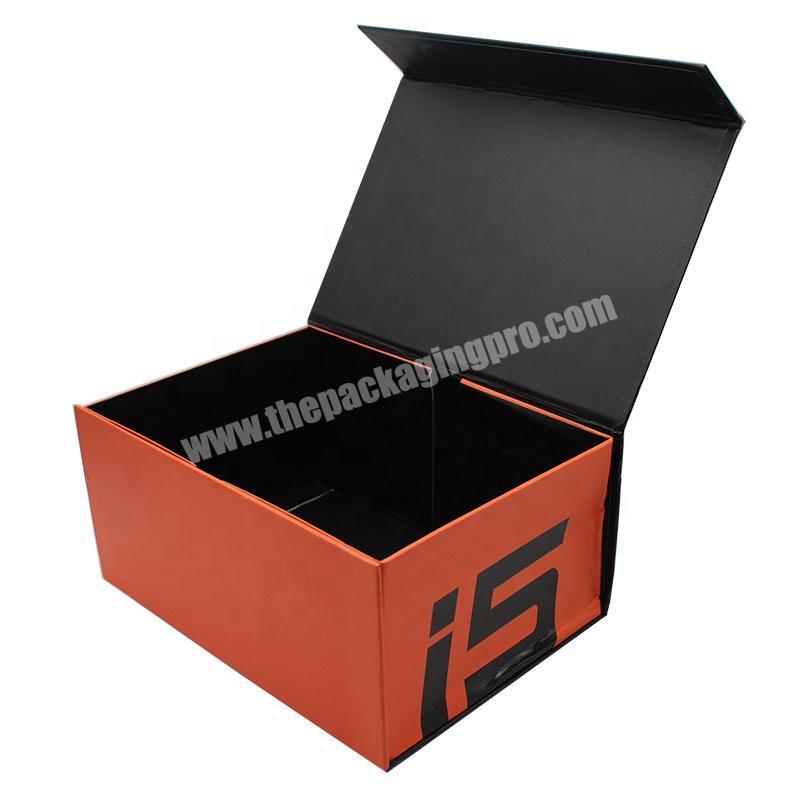 Flat packed printing custom magnetic closure box clasp book shaped style cardboard foldable magnetic closure boxes