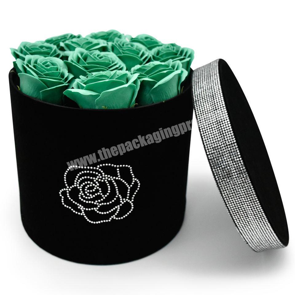 Flower Bouquets Box Packaging Luxury Shining Mothers Day Mom I Love You Encrusted Velvet Rigid Boxes 2mm+157 Art Paper