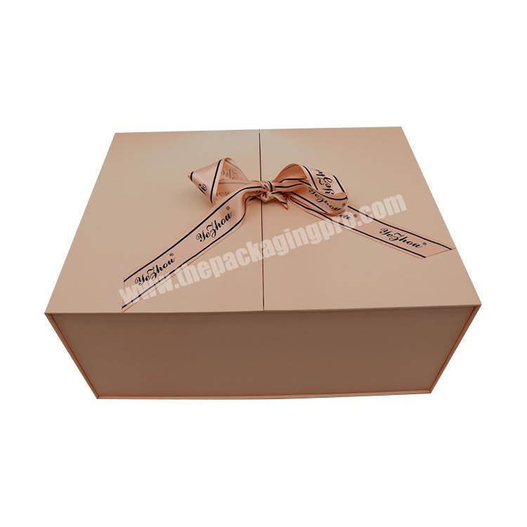 FocusBox Custom Printing Recyclable Cardboard Paper Double Door Opening Large Gift Box with Ribbon