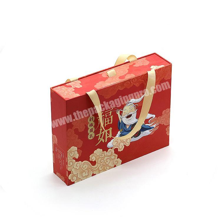 FocusBox wholesale custom cardboard luxury packaging paper drawer gift box with handle ribbon