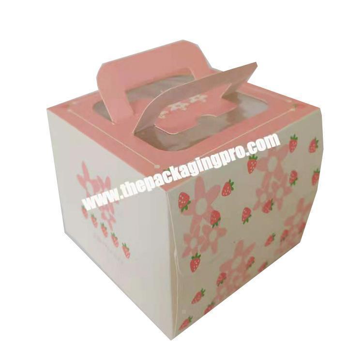 Pink Corrugated Tier Cake Box With Handle and clear window