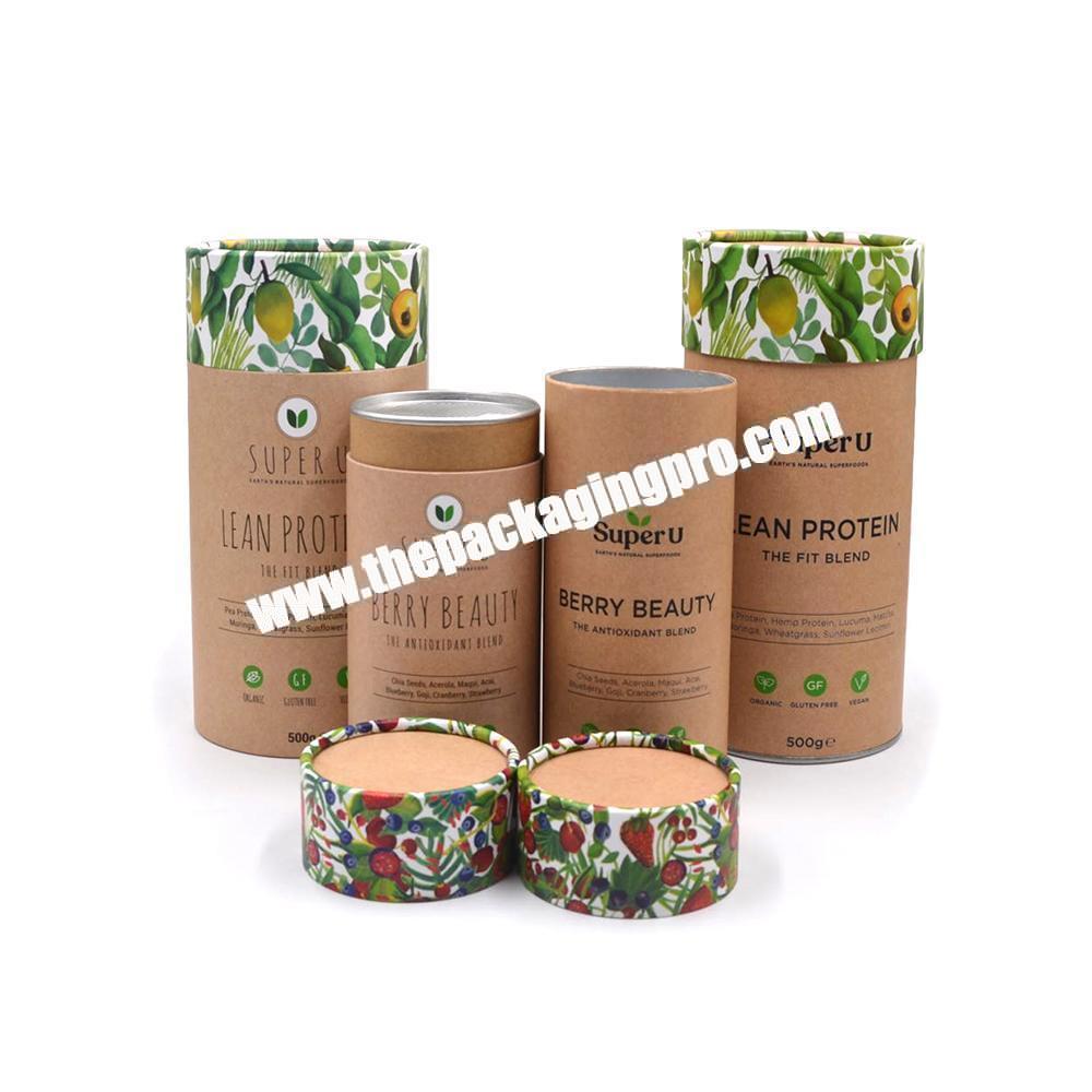 Food grade aluminum foil green tea packaging box cardboard tube kraft paper tubes for powder 100% airtight