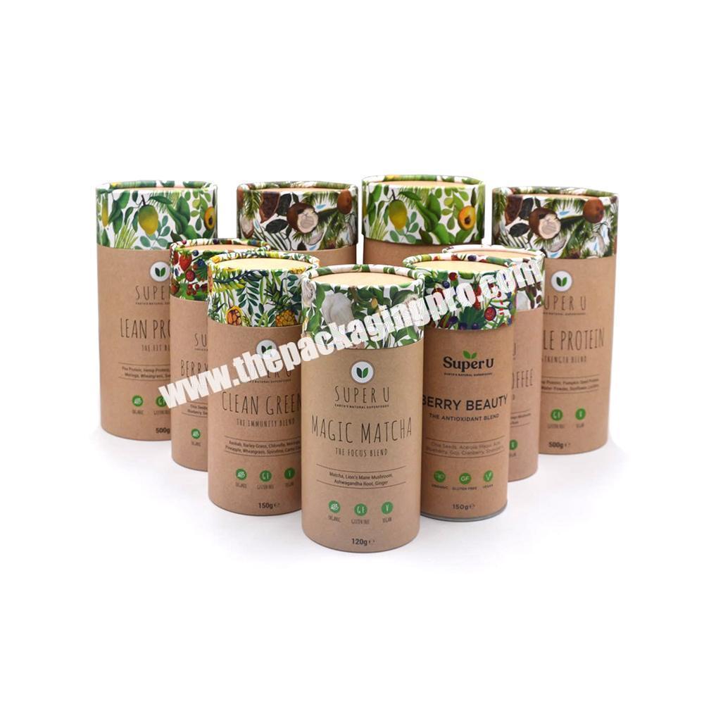Composite high quality cylinder container airtight food supplement paper tubes for protein powder