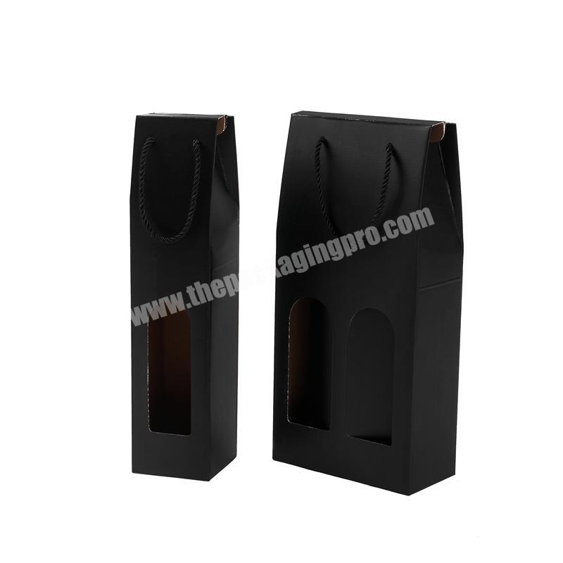 Free Sample Wholesale Custom 2 Pack Wine Bottle Carrier Corrugated Paper Packaging Wine Corrugated Gift Paper Box
