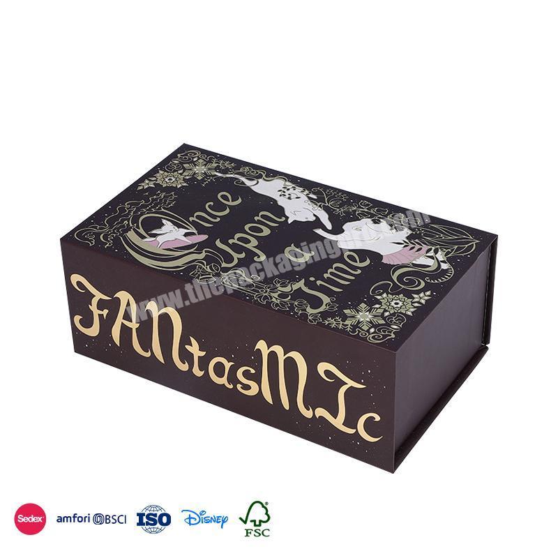 Genuine Special Price Custom Black rectangle with golden romantic icon design book shape perfume box